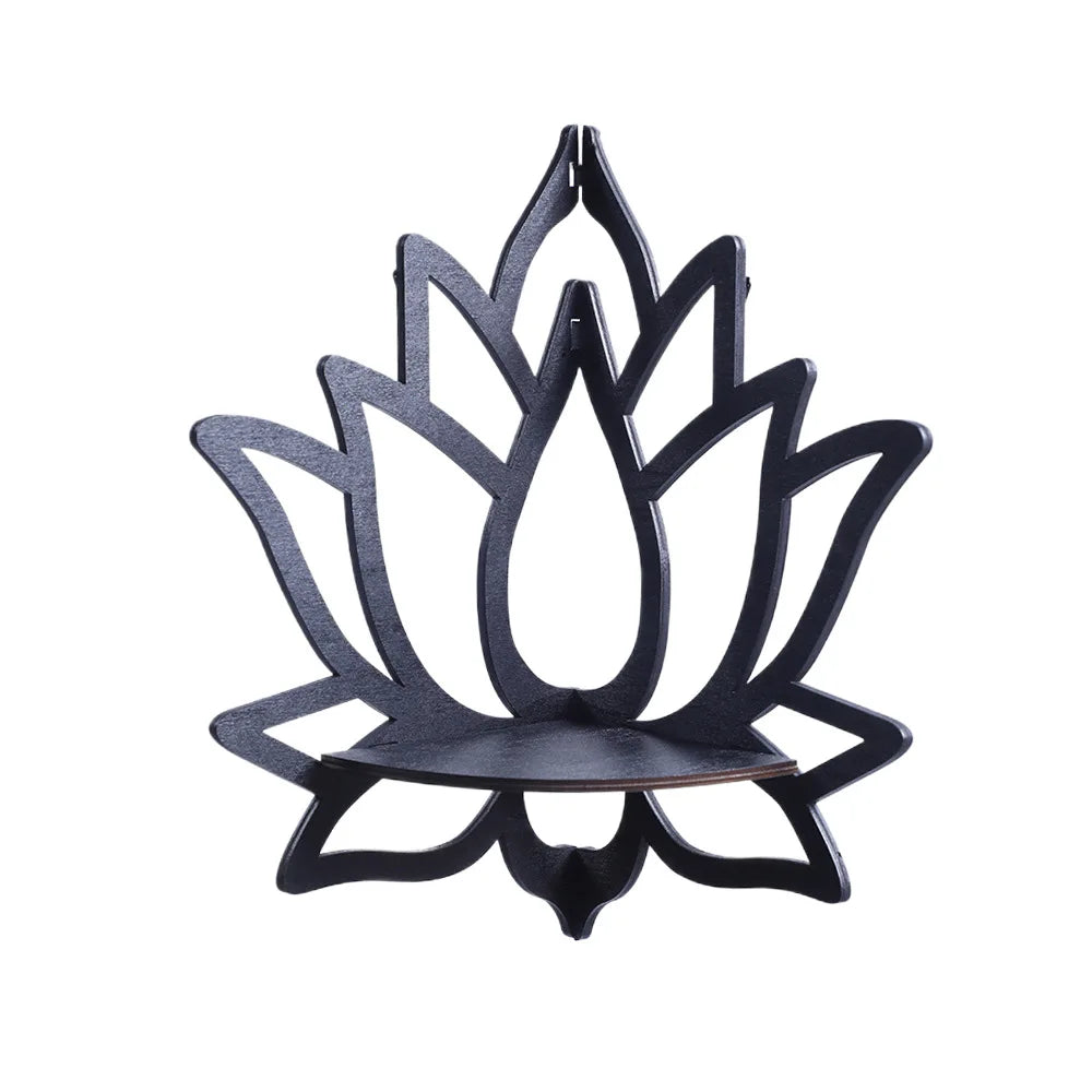 Lotus Wall Shelf – Floating Wooden Shelf | Meditation & Modern Home Decor