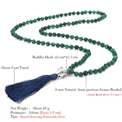 Handmade Green Malachite Mala Necklace – 108 Beads