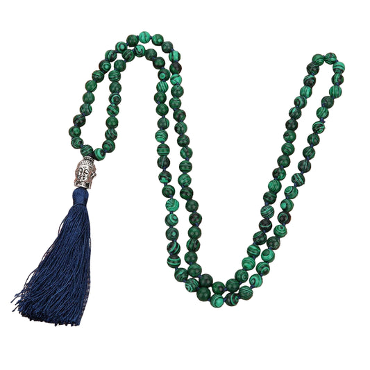 Handmade Green Malachite Mala Necklace – 108 Beads