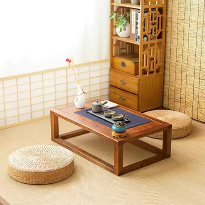 Handmade Natural Straw Tatami Cushion – 40cm Round Pouf | Japanese Style Floor Pillow