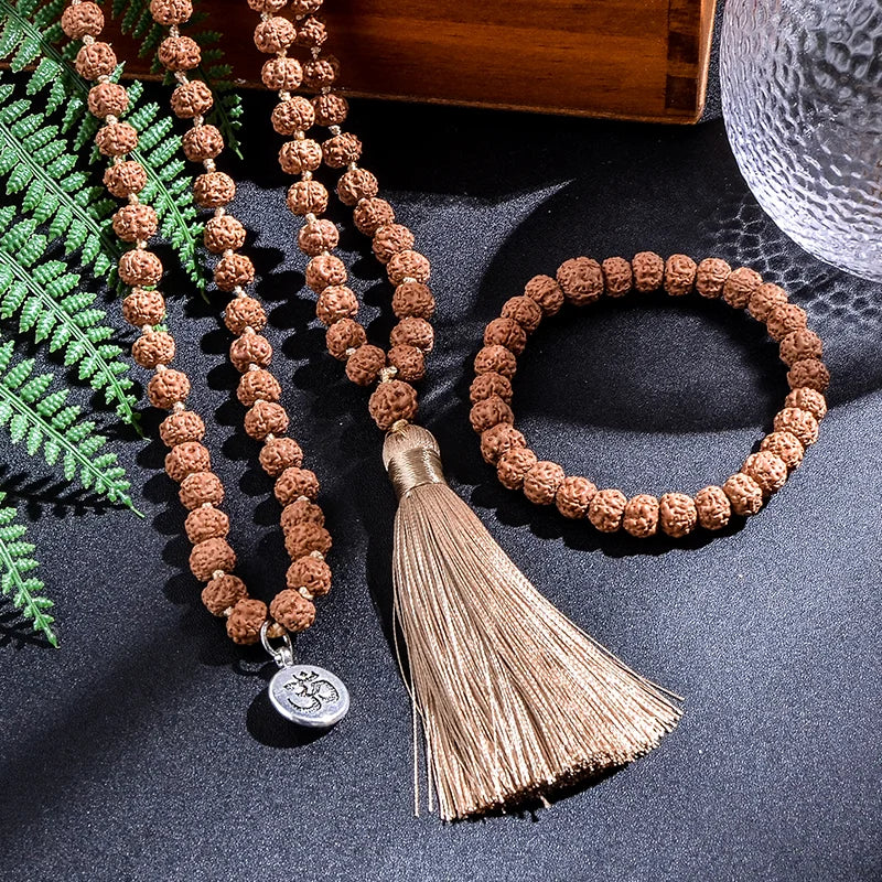 Authentic Rudraksha Japamala Set – Panchmukhi 108 Beads for Meditation & Chakra Healing