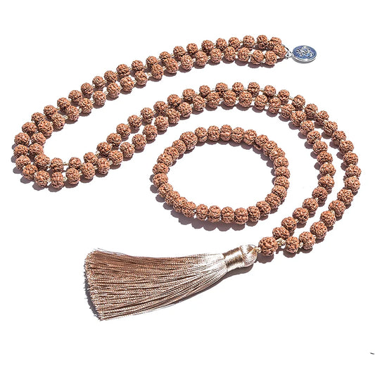 Authentic Rudraksha Japamala Set – Panchmukhi 108 Beads for Meditation & Chakra Healing