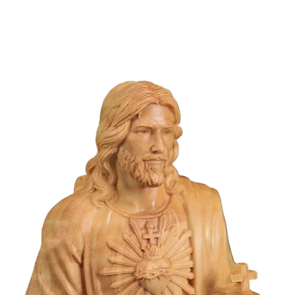 Jesus Statue Home Decor – Hand-Carved Wood + Spiritual Elegance for Living Spaces