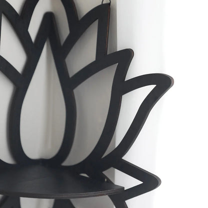 Lotus Wall Shelf – Floating Wooden Shelf | Meditation & Modern Home Decor