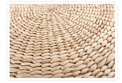Handmade Natural Straw Tatami Cushion – 40cm Round Pouf | Japanese Style Floor Pillow